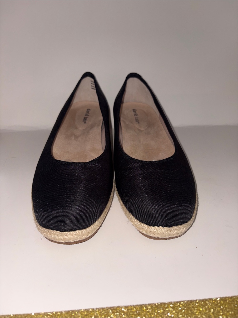 Women's Black Espadrille Flats with Braided Sole by David Tate 8.5 W